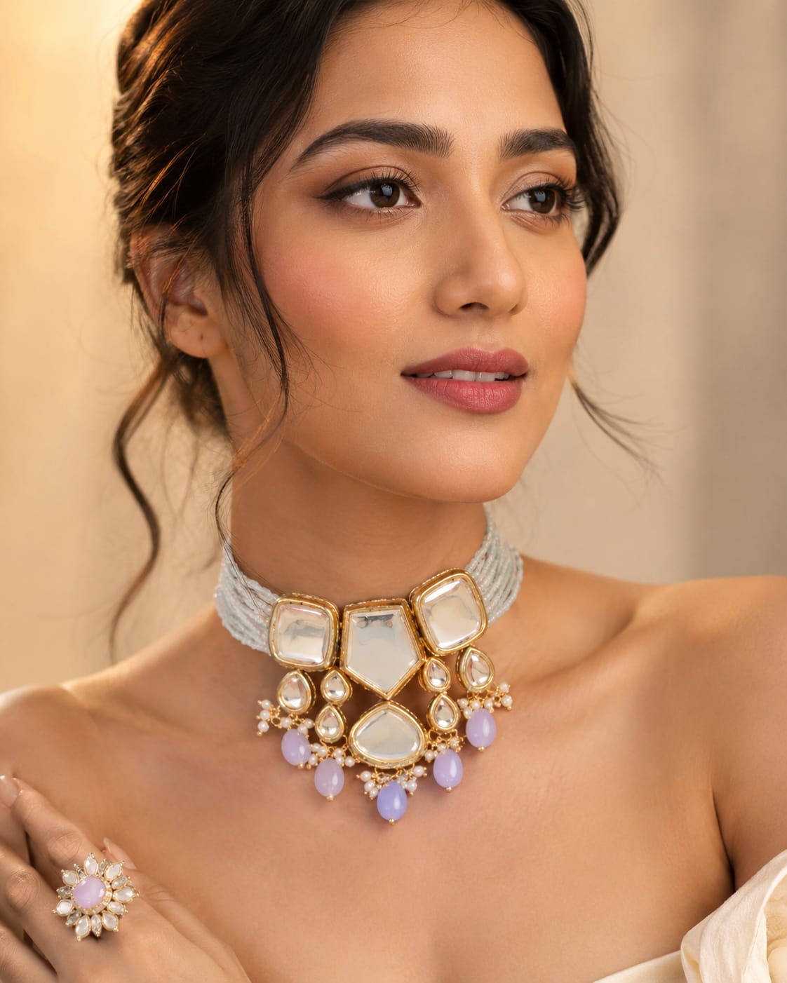 Lavender Kundan Choker
