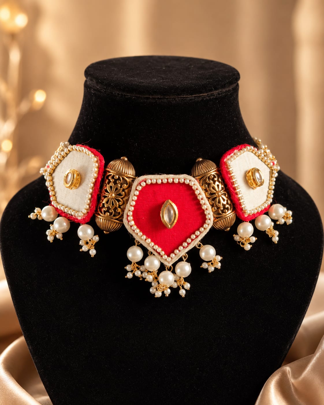 royal red kundan choker