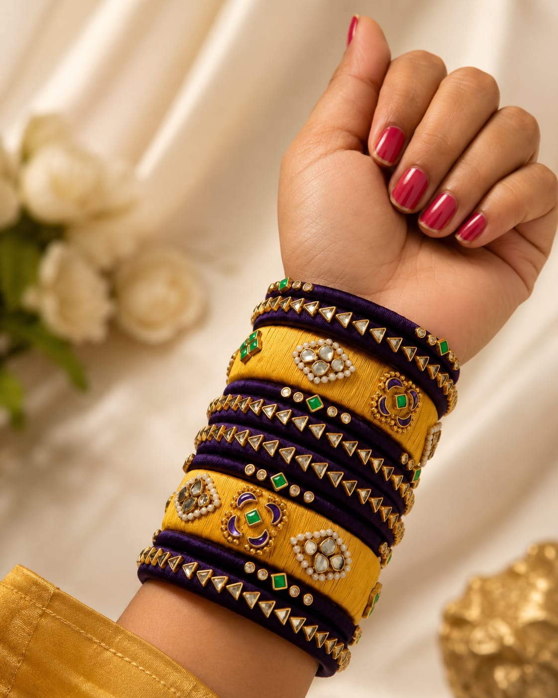 Royal Purple kundan Silk Bangles