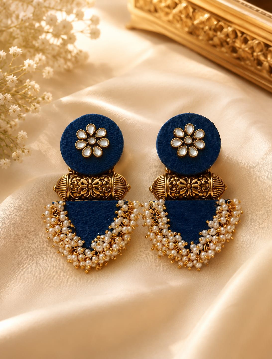 Royal Blue fabric earring